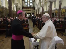 Pope Francis meets with the bishops of Ireland during the 2018 World Meeting of Families. 