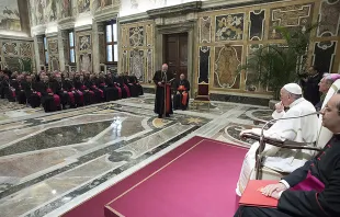 Pope Francis meets with the new bishops of the year in Vatican City, Sept. 14, 2017.   L’Osservatore Romano.