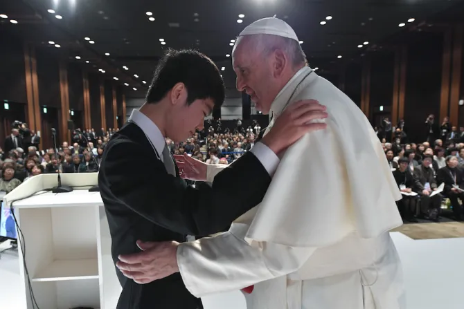 Pope Francis meets with victims of Japans 2011 triple disaster Nov 25 2019 Credit Vatican Media  
