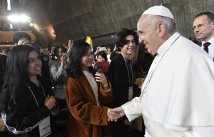 Pope Francis meets with youth in Japan Nov. 25, 2019.   Vatican Media.