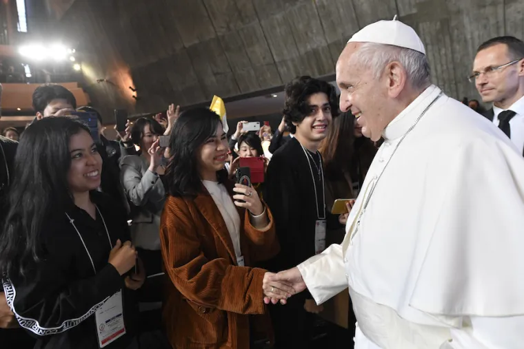 Pope Francis meets with youth in Japan Nov. 25, 2019. Credit: Vatican Media.