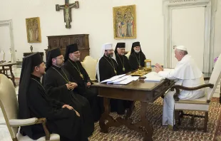 Pope Francis meets with Major Archbishop Shevchuk and other members of the Permanent Synod of the Ukrainian Greek-Catholic Church at the Vatican, March 5, 2016.   © L'Osservatore Romano.
