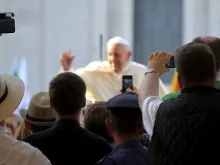 Pope Francis met with more than 50,000 altar servers from Germany on August 5, 2014 in St. Peter's Square. 