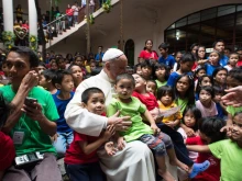 Pope Francis meets with street children during his visit to the Philippines on Jan. 16, 2015. 