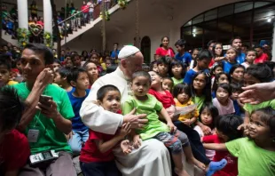 Pope Francis met with street children during his visit to the Philippines on Jan. 16, 2015.   ANSA/OSSERVATORE ROMANO.