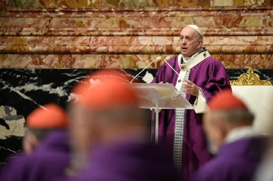 Pope Francis says Ash Wednesday Mass in St. Peter's Basilica Feb. 17, 2021. Credit: Vatican Media.?w=200&h=150