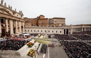 Pope Francis offers Easter Sunday Mass in St. Peter's Square April 21, 2019.   Daniel Ibanez/CNA.