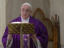 Pope Francis offers Mass in Casa Santa Marta March 13, 2020. 