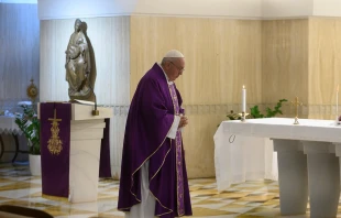 Pope Francis offers Mass in Casa Santa Marta March 17, 2020.   Vatican Media.