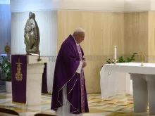 Pope Francis offers Mass in Casa Santa Marta March 17, 2020. 
