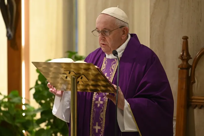 Pope Francis offers Mass in the Casa Santa Marta April 1 2020 Credit Vatican Media