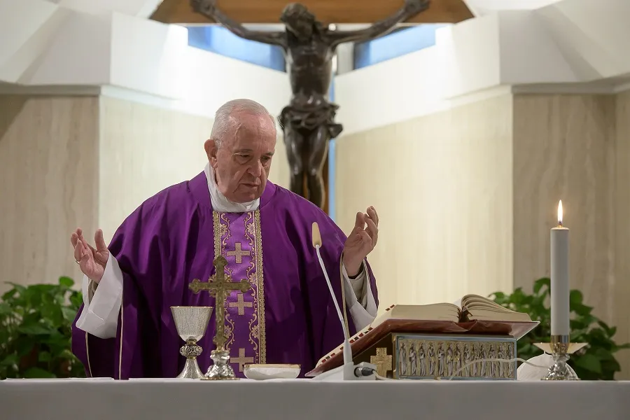 Pope Francis offers Mass in the chapel of Casa Santa Marta March 13, 2020. ?w=200&h=150