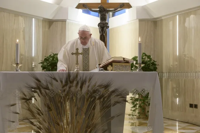 Pope Francis offers Mass on Easter Thursday April 16 2020 Credit Vatican Media