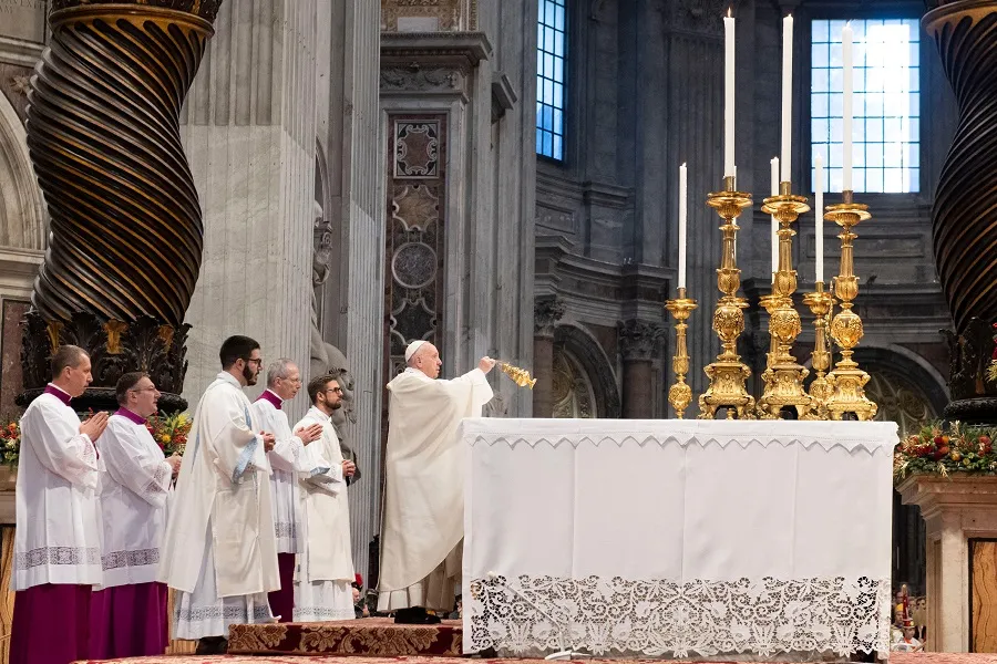 Pope Francis offers Mass on Jan. 1, 2020 in St. Peter's Basilica. Credit: Vatican Media.?w=200&h=150