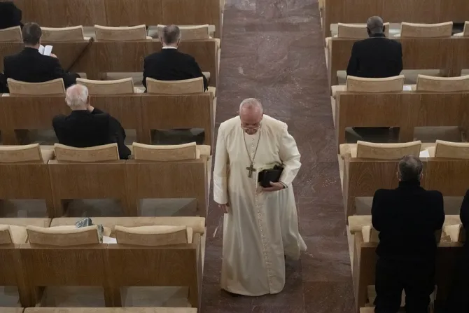 Pope Francis on his Lenten spiritual exercises March 10 2019 Credit Vatican Media CNA