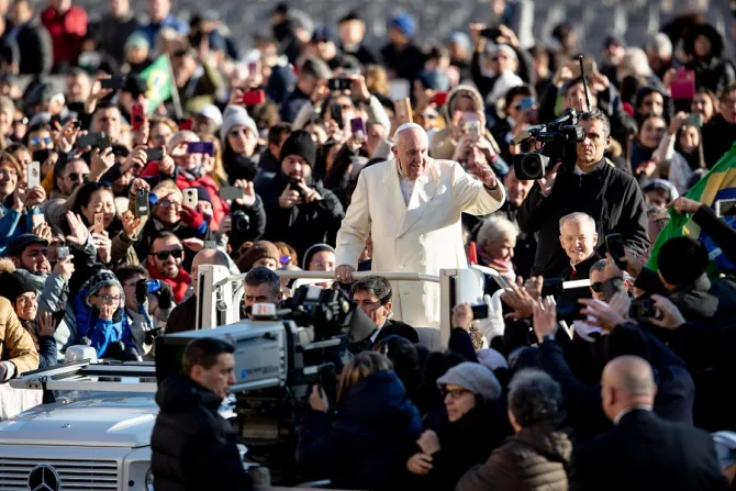 Pope Francis on the popemobile Dec 4 2019 Credit Daniel Ibanez CNA