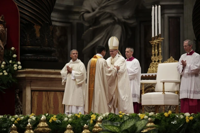 Pope Francis ordains priests in St Peters Basilica May 7 2017 Credit Daniel Ibanez CNA
