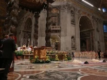 The Litany of the Saints being prayed for Archbishops Speich and Gloder at their episcopal consecration, Oct. 24, 2013. 