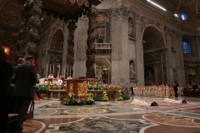 Pope Francis ordains the new bishops in St Peters Basilica on October 23 2013 Credit Andreas Dueren CNA CNA 10 24 13