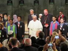 Pope Francis participates in an interreligious prayer service at Ground Zero, Sept. 25, 2015. 