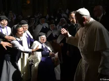 Pope Francis prays Terce with contemplative sisters in Lima, Peru Jan. 21, 2018. 