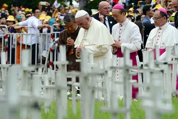 Pope Francis prays at Korean cemetery for aborted babies Credit Preparatory Committee for the 2014 Papal Visit to Korea CNA 8 17 14