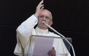 Pope Francis prays the Angelus with pilgrims in St. Peter's Square on August 15, 2017.   L'Osservatore Romano.