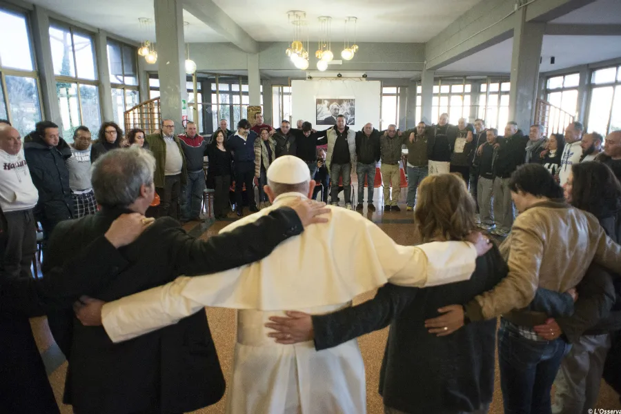 Pope Francis prays with staff and patients at  the Fr. Mario Picchi Italian Center for Solidarity in Marino, Feb. 26, 2016.?w=200&h=150