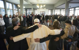 Pope Francis prays with staff and patients at  the Fr. Mario Picchi Italian Center for Solidarity in Marino, Feb. 26, 2016. © L’Osservatore Romano