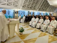 Pope Francis preaches April 17, 2013 in the chapel of St. Martha's residence. 