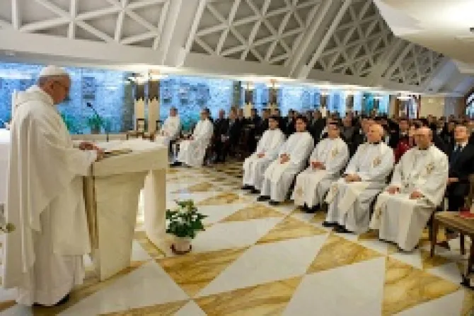 Pope Francis preaches April 17 2013 in the chapel of St Marthas residence Credit LOsservatore Romano CNA
