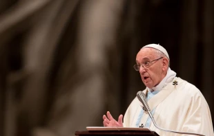 Pope Francis preaches in St. Peter's Basilica for the Feast of Mary, Mother of God Jan. 1, 2018.   Daniel Ibanez/CNA.