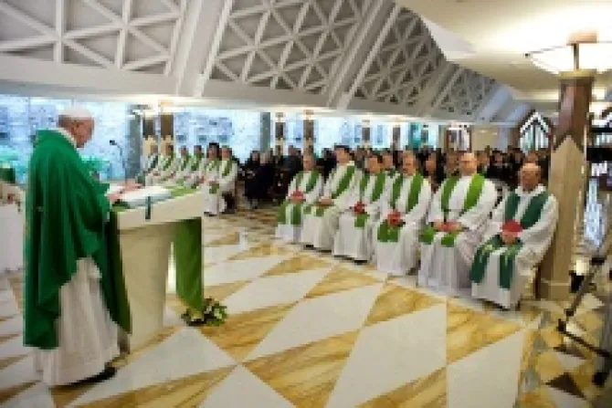 Pope Francis preaches on June 10 2013 in Casa Santa Marta chapel Credit LOsservatore Romano CNA