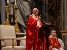 Pope Francis preaches the Pentecost homily in St. Peter's Basilica on June 8, 2014. 