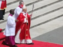 Pope Francis presides of Pentecost Sunday Mass in St. Peter's Square on May 19, 2013. 