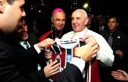  Pope Francis receives a soccer jersey from the Fluminense Football Club. ?w=200&h=150