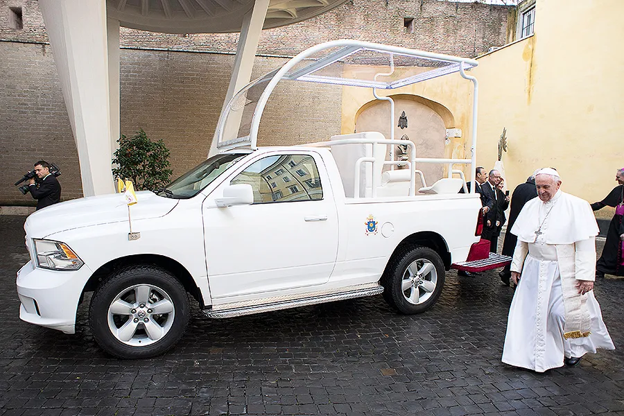 Pope Francis before a Popemobile at the Vatican, Dec. 13, 2017. ?w=200&h=150