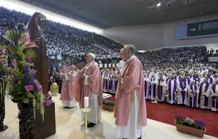 Pope Francis says Mass at Prince Moulay Abdullah Stadium in Rabat, March 31, 2019.   Vatican Media.