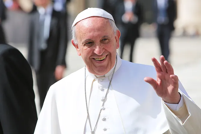 Pope Francis smiling Credit Bohumil Petrik CNA