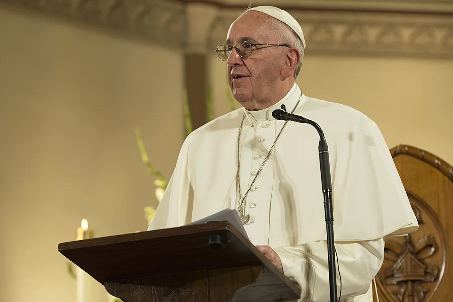 Pope Francis speaks at St. Patrick's Cathedral in New York City during Vespers on Sept. 24, 2015. ?w=200&h=150