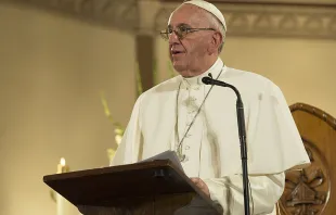 Pope Francis speaks at St. Patrick's Cathedral in New York City during Vespers on Sept. 24, 2015.   L'Osservatore Romano.