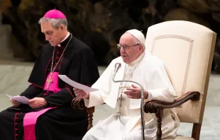 Pope Francis speaks at the general audience Jan. 9, 2019.   Daniel Ibáñez/CNA.