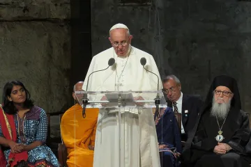 Pope Francis speaks during an interreligious prayer service at Ground Zero Sept 25 2015 CNA 9 25 15