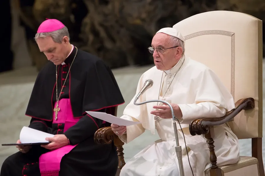 Pope Francis speaks during the general audience Jan. 10, 2018. ?w=200&h=150