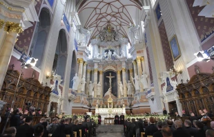 Pope Francis speaks in the Kaunas Cathedral Sept. 23, 2018.   Vatican Media.