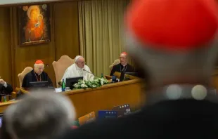 Pope Francis speaks in the Vatican's synod hall, Oct. 7, 2019.   Daniel Ibanez/CNA