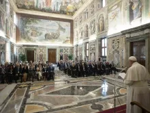 Pope Francis speaks to Italian Association of Medical Oncology Sept. 2, 2019. 