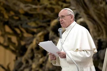 Pope Francis speaks to participants from the Economy of Communion in Vatican City Feb 6 2017 Credit LOsservatore Romano CNA