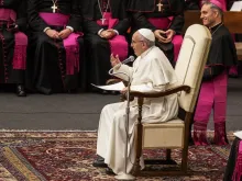 Pope Francis speaks to pilgrims during his Dec. 14, 2016, general audience. 