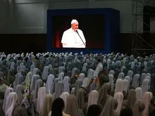 Pope Francis speaks to religious communities at the Training Center 'School of Love' in Kkottongnaeon, South Korea, Aug. 16, 2014. 